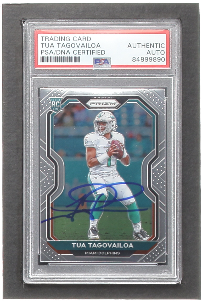 Tua Tagovailoa Signed 2020 Panini Prizm #339A RC (PSA) at PristineAuction.com Tua Tagovailoa Signed 2020 Panini Prizm #339A RC (PSA) at PristineAuction.com