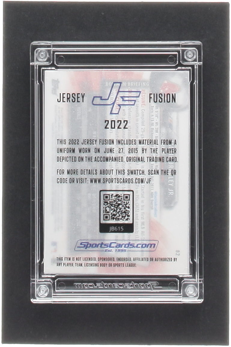 Jackie Bradley Jr. 2022 Sportscards.com Jersey Fusion Game-Used Swatch #JB615 at PristineAuction.com Jackie Bradley Jr. 2022 Sportscards.com Jersey Fusion Game-Used Swatch #JB615 at PristineAuction.com