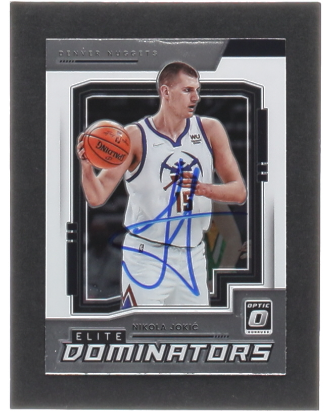 Nikola Jokic Signed 2021-22 Donruss Optic Elite Dominators #15 (Jokic) at PristineAuction.com Nikola Jokic Signed 2021-22 Donruss Optic Elite Dominators #15 (Jokic) at PristineAuction.com