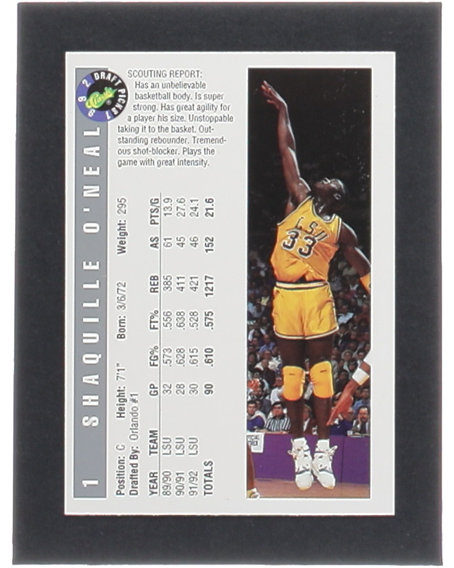 Shaquille O'Neal 1992 Classics Draft Picks #1 RC at PristineAuction.com Shaquille O'Neal 1992 Classics Draft Picks #1 RC at PristineAuction.com