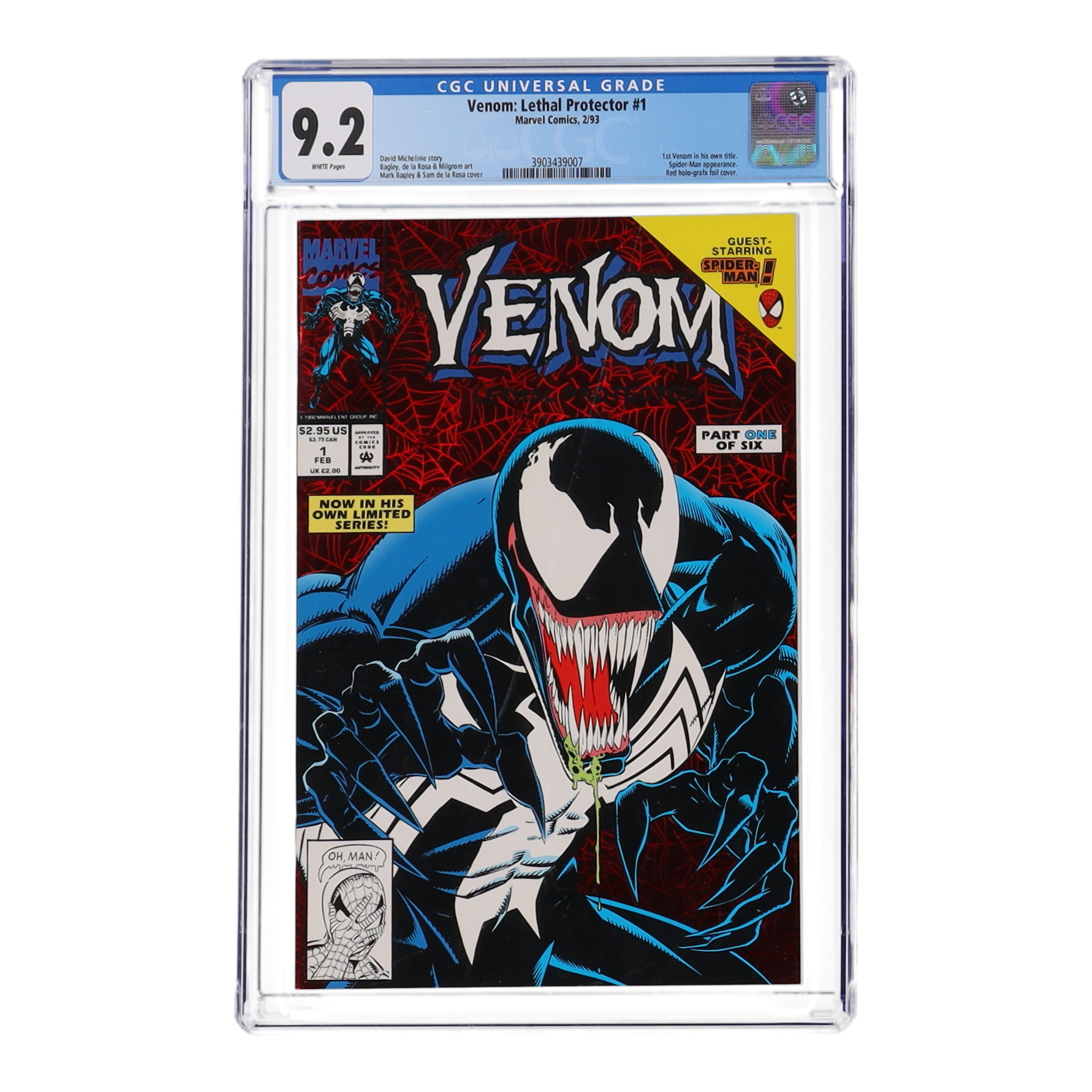 1993 "Venom: Lethal Protector" Issue #1 Red Foil Cover Marvel Comic Book (CGC 9.2) at PristineAuction.com 1993 "Venom: Lethal Protector" Issue #1 Red Foil Cover Marvel Comic Book (CGC 9.2) at PristineAuction.com