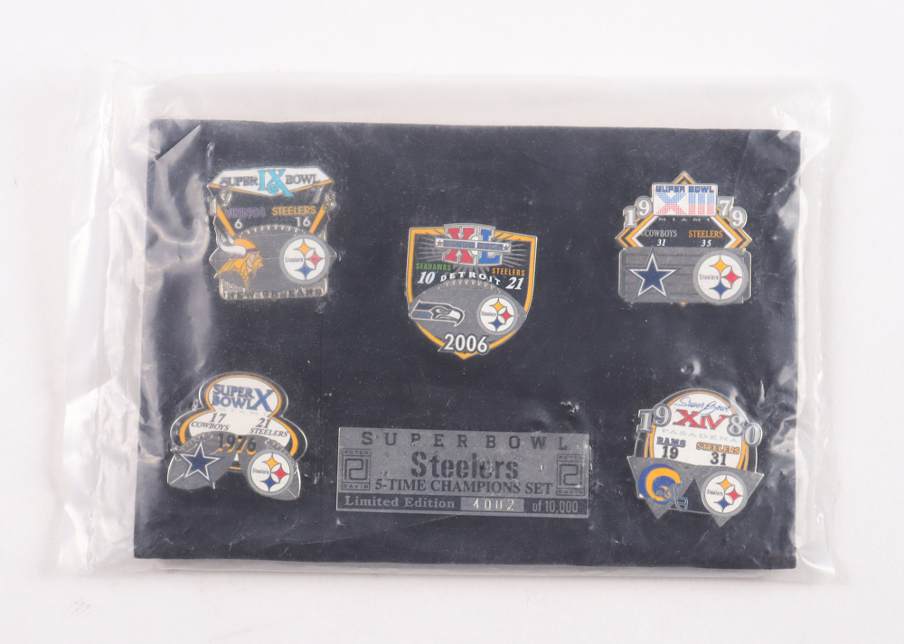 Set of (5) Steelers LE Super Bowl Champions Pins at PristineAuction.com Set of (5) Steelers LE Super Bowl Champions Pins at PristineAuction.com