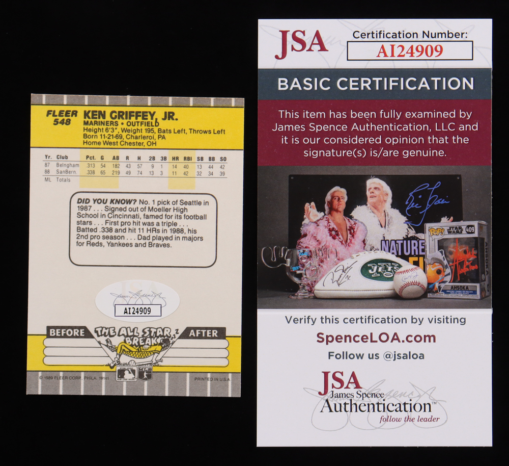 Ken Griffey Jr. Signed 1989 Fleer #548 RC (JSA) at PristineAuction.com Ken Griffey Jr. Signed 1989 Fleer #548 RC (JSA) at PristineAuction.com