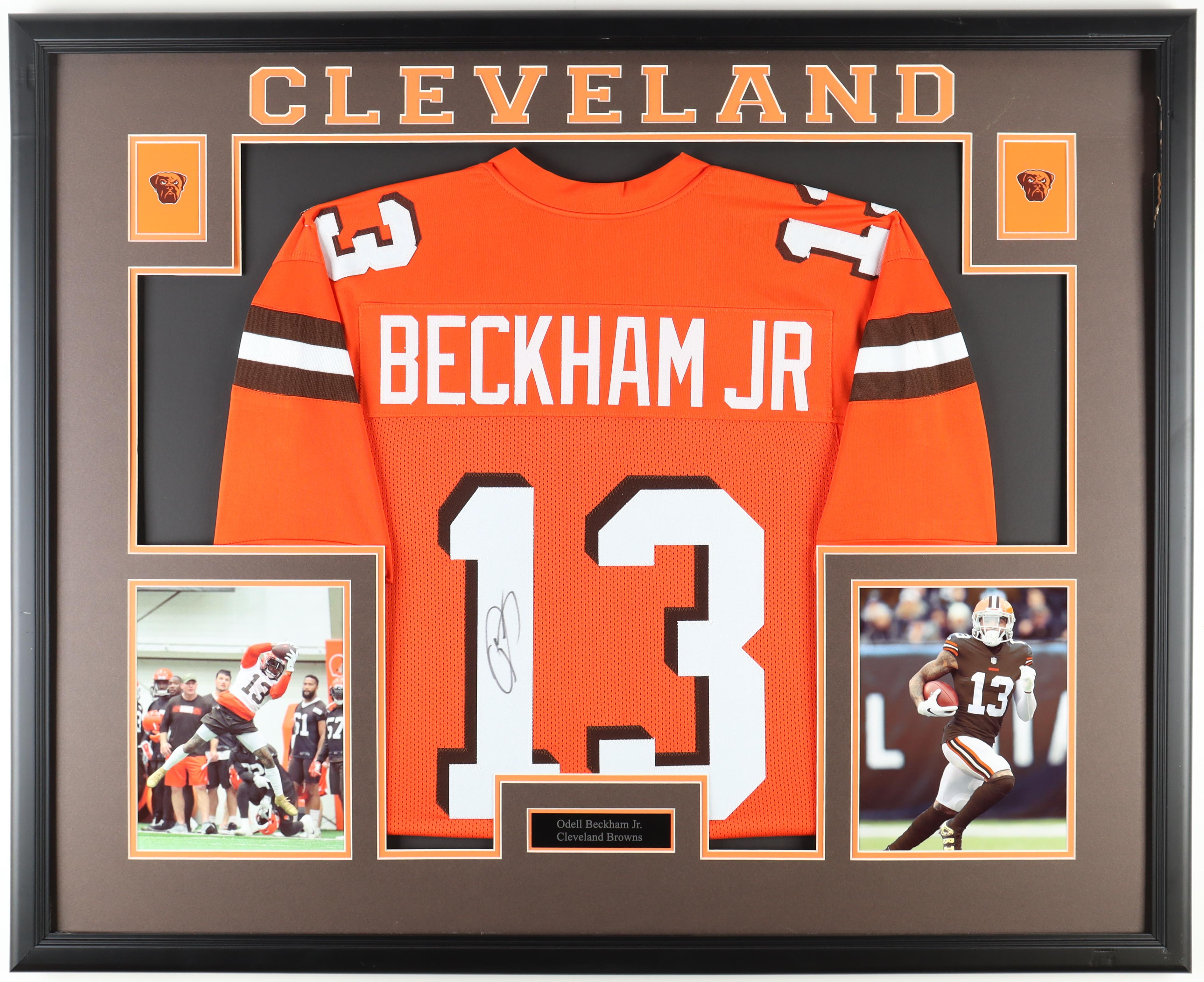 Odell Beckham Jr. Signed Custom Framed Jersey Display (JSA) at PristineAuction.com Odell Beckham Jr. Signed Custom Framed Jersey Display (JSA) at PristineAuction.com