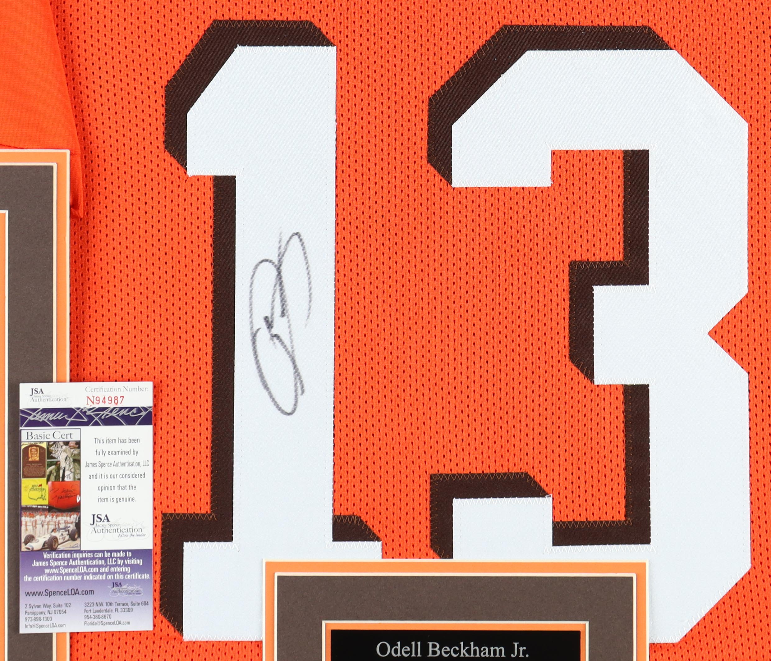 Odell Beckham Jr. Signed Custom Framed Jersey Display (JSA) at PristineAuction.com Odell Beckham Jr. Signed Custom Framed Jersey Display (JSA) at PristineAuction.com