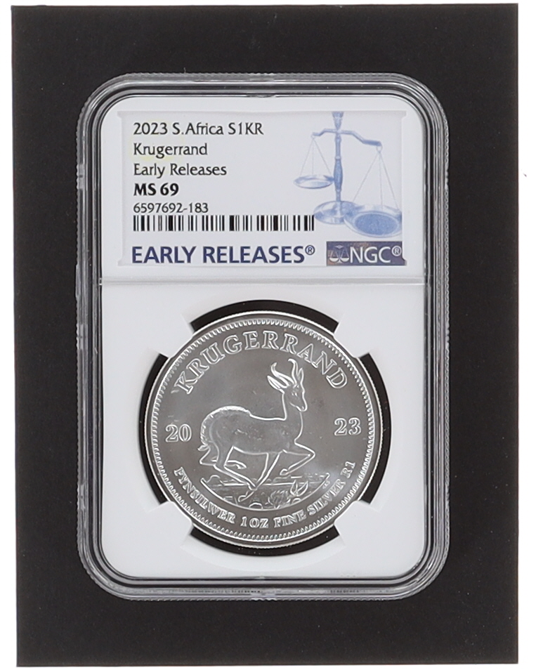 2023 South Africa Krugerrand Silver Coin - Early Releases (NGC MS69) at PristineAuction.com 2023 South Africa Krugerrand Silver Coin - Early Releases (NGC MS69) at PristineAuction.com