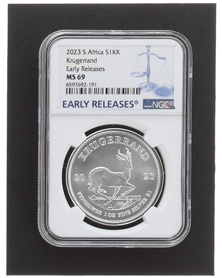2023 South Africa Krugerrand Silver Coin - Early Releases (NGC MS69) at PristineAuction.com 2023 South Africa Krugerrand Silver Coin - Early Releases (NGC MS69) at PristineAuction.com