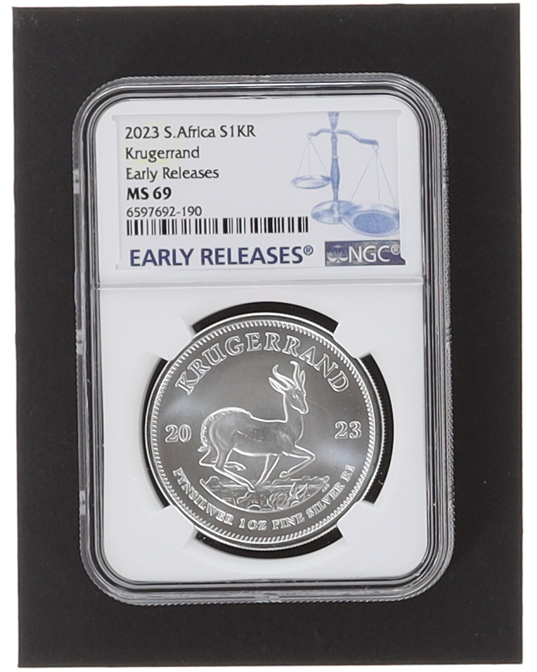 2023 South Africa Krugerrand Silver Coin - Early Releases (NGC MS69) at PristineAuction.com 2023 South Africa Krugerrand Silver Coin - Early Releases (NGC MS69) at PristineAuction.com