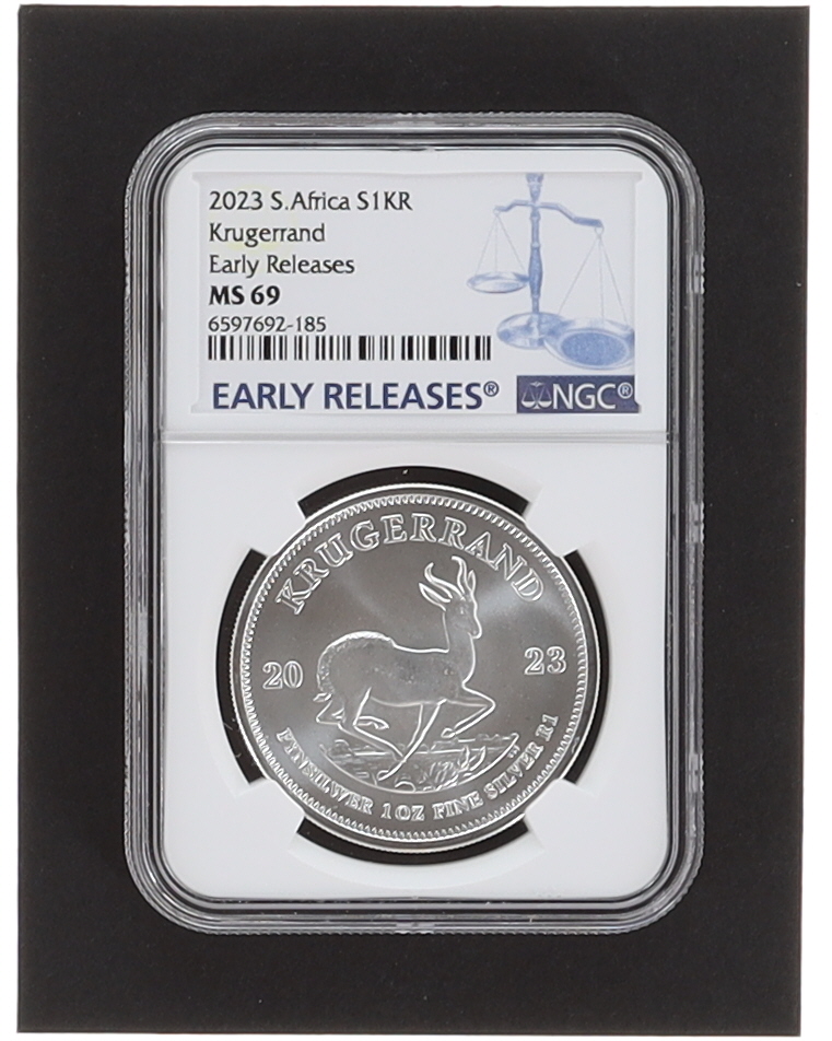 2023 South Africa Krugerrand Silver Coin - Early Releases (NGC MS69) at PristineAuction.com 2023 South Africa Krugerrand Silver Coin - Early Releases (NGC MS69) at PristineAuction.com
