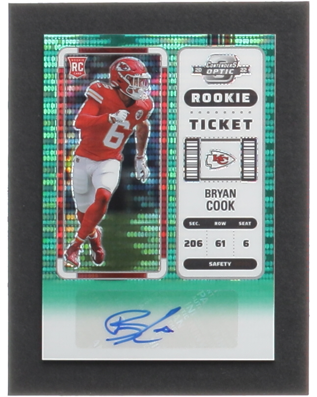 Bryan Cook 2022 Panini Contenders Optic Green Pulsar #147 Autograph #07/30 RC at PristineAuction.com Bryan Cook 2022 Panini Contenders Optic Green Pulsar #147 Autograph #07/30 RC at PristineAuction.com