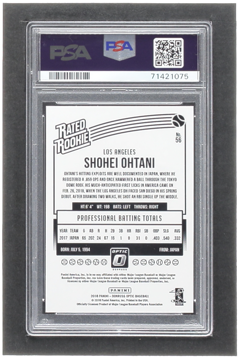 Shohei Ohtani 2018 Donruss Optic #56 RR RC (PSA 10) at PristineAuction.com Shohei Ohtani 2018 Donruss Optic #56 RR RC (PSA 10) at PristineAuction.com