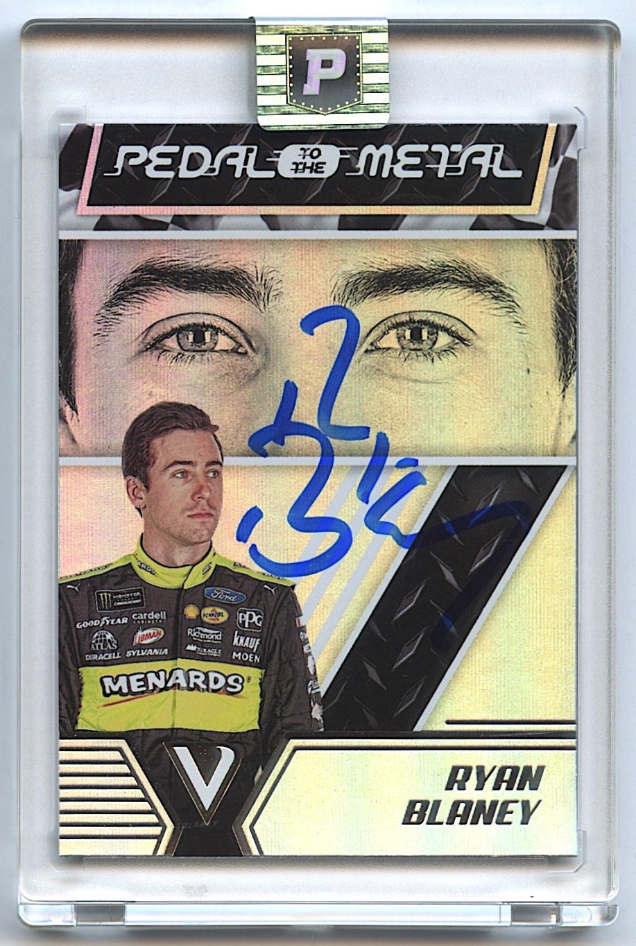 Ryan Blaney Signed 2019 Panini Victory Lane Pedal to the Metal #10 (PA Encapsulated) at PristineAuction.com Ryan Blaney Signed 2019 Panini Victory Lane Pedal to the Metal #10 (PA Encapsulated) at PristineAuction.com