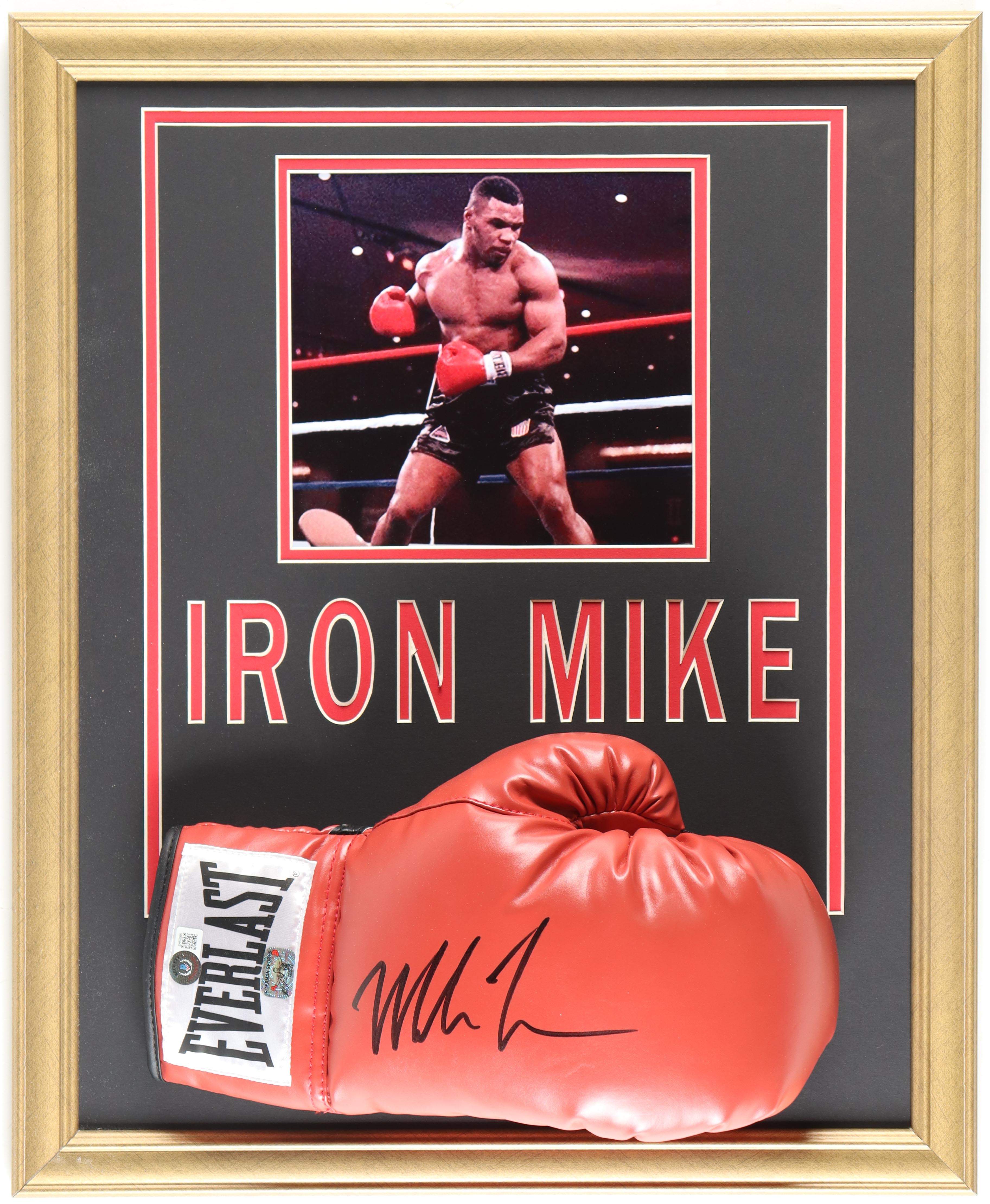 Mike Tyson Signed Custom Framed Glove Display (Beckett & Tyson) at PristineAuction.com Mike Tyson Signed Custom Framed Glove Display (Beckett & Tyson) at PristineAuction.com