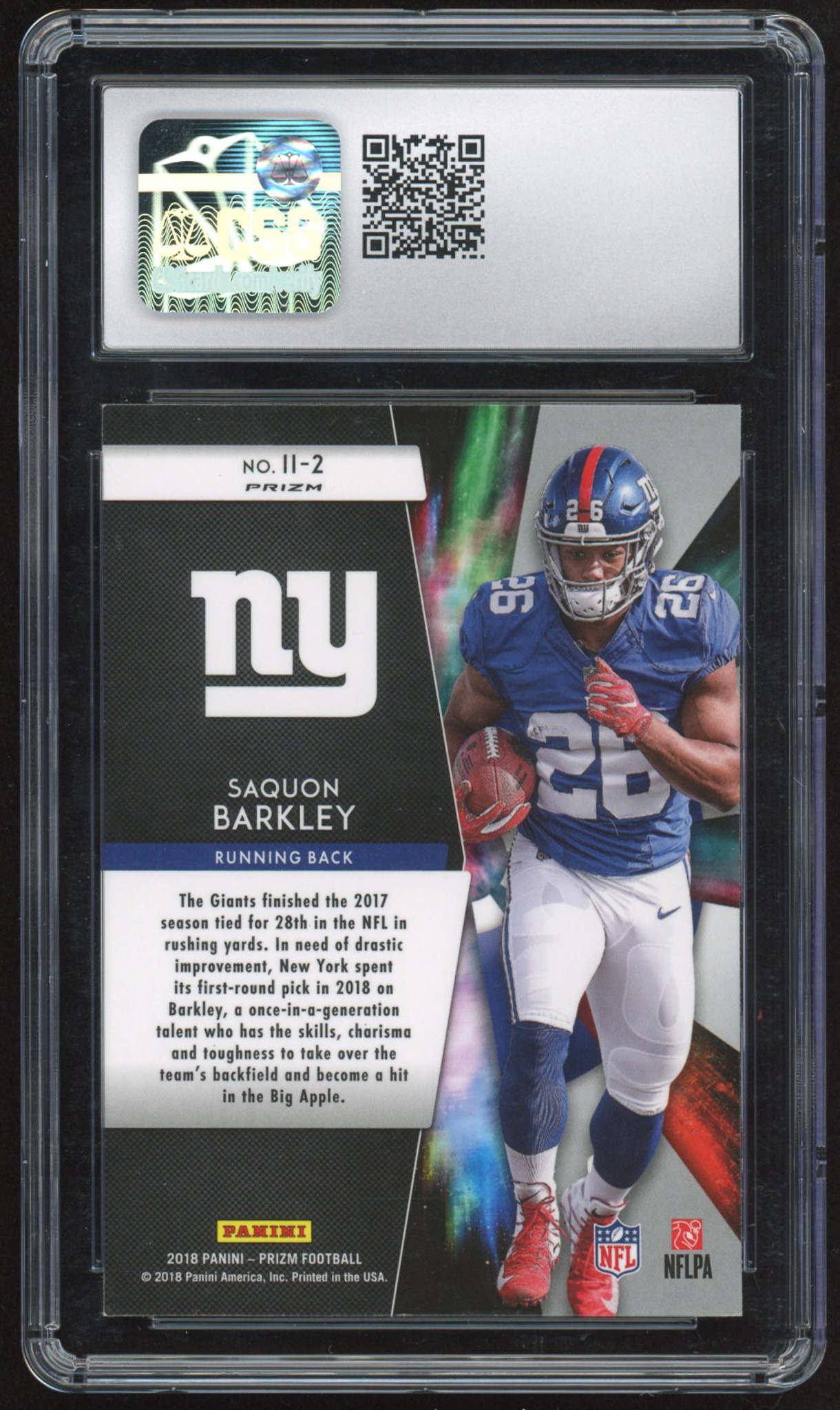 Saquon Barkley 2018 Panini Prizm Instant Impact Prizms #II2 RC (CSG 9.5) at PristineAuction.com Saquon Barkley 2018 Panini Prizm Instant Impact Prizms #II2 RC (CSG 9.5) at PristineAuction.com
