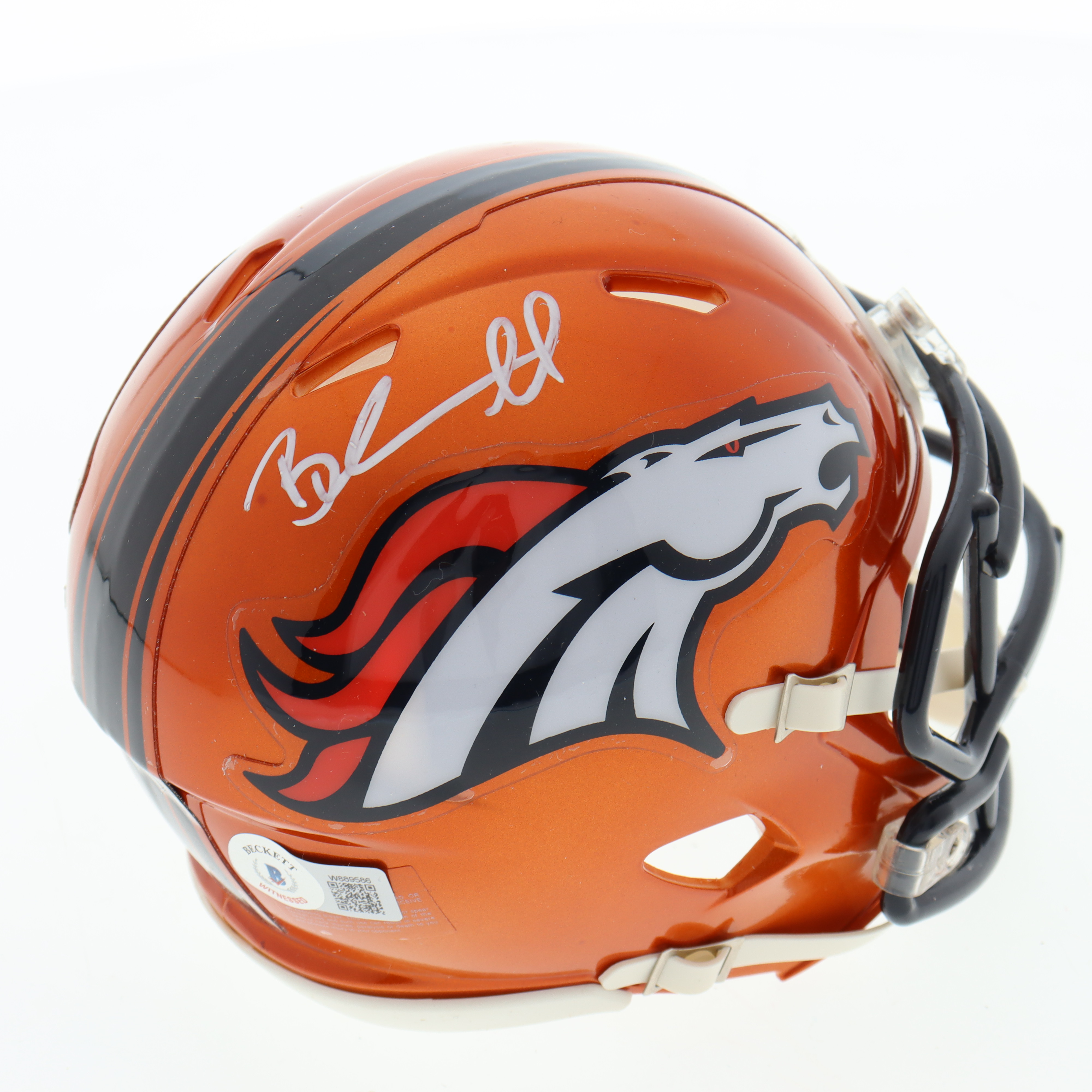 Brandon Marshall Signed Broncos Flash Alternate Speed Mini Helmet (Beckett) at PristineAuction.com Brandon Marshall Signed Broncos Flash Alternate Speed Mini Helmet (Beckett) at PristineAuction.com