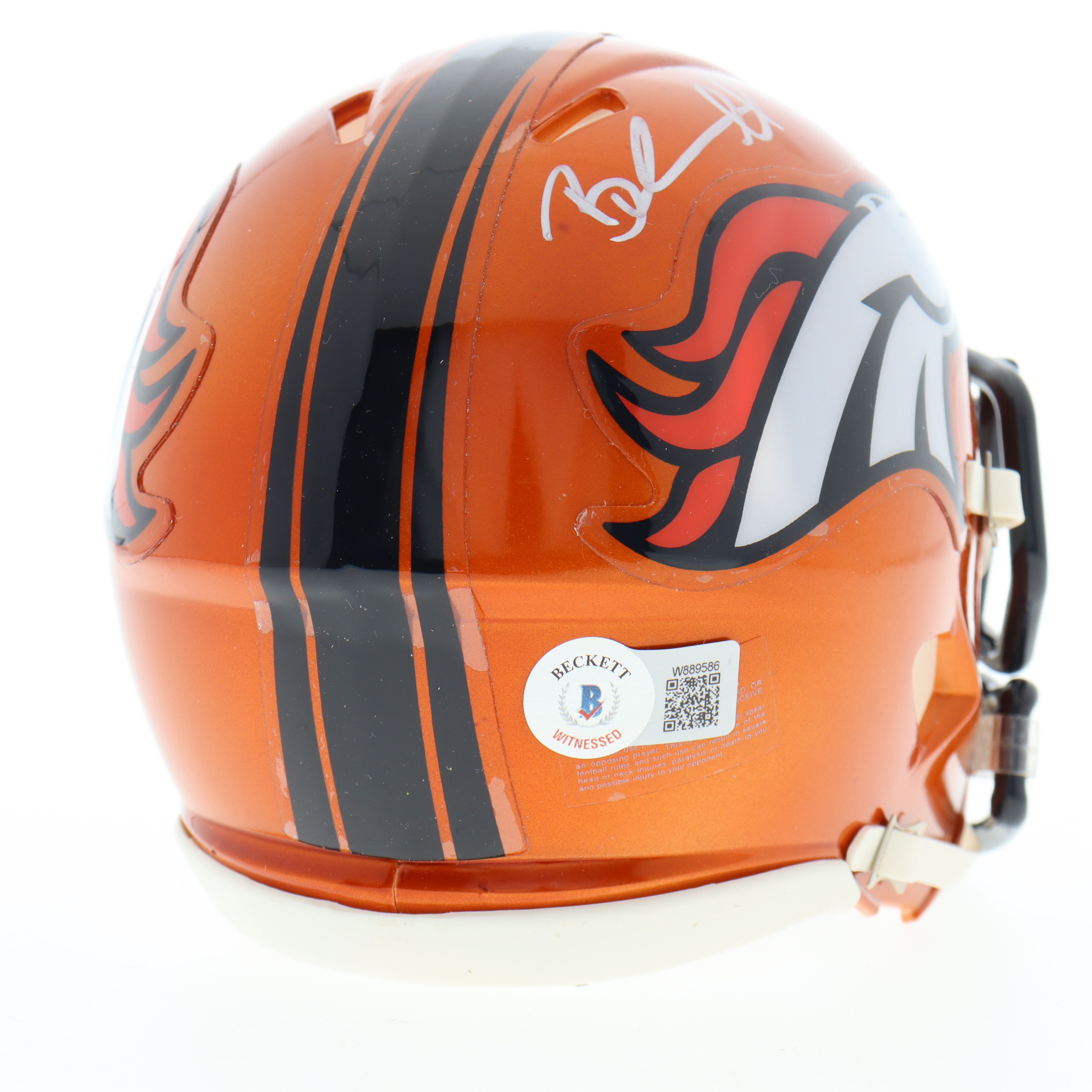 Brandon Marshall Signed Broncos Flash Alternate Speed Mini Helmet (Beckett) at PristineAuction.com Brandon Marshall Signed Broncos Flash Alternate Speed Mini Helmet (Beckett) at PristineAuction.com