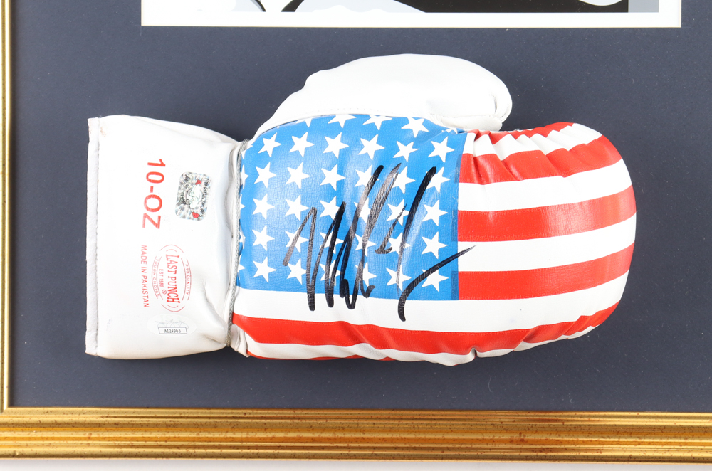 Mike Tyson Signed Custom Framed Everlast USA Boxing Glove Display (JSA & Tyson) at PristineAuction.com Mike Tyson Signed Custom Framed Everlast USA Boxing Glove Display (JSA & Tyson) at PristineAuction.com