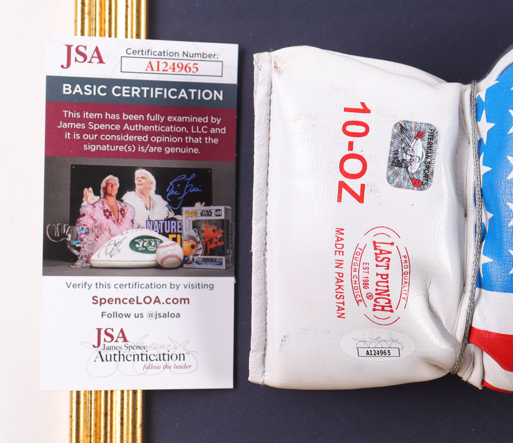 Mike Tyson Signed Custom Framed Everlast USA Boxing Glove Display (JSA & Tyson) at PristineAuction.com Mike Tyson Signed Custom Framed Everlast USA Boxing Glove Display (JSA & Tyson) at PristineAuction.com