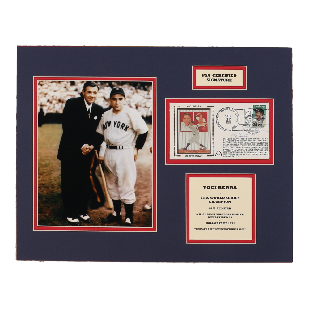 Yogi Berra Signed Yankees Custom Matted First Day Cover Display (PSA) | Pristine Auction