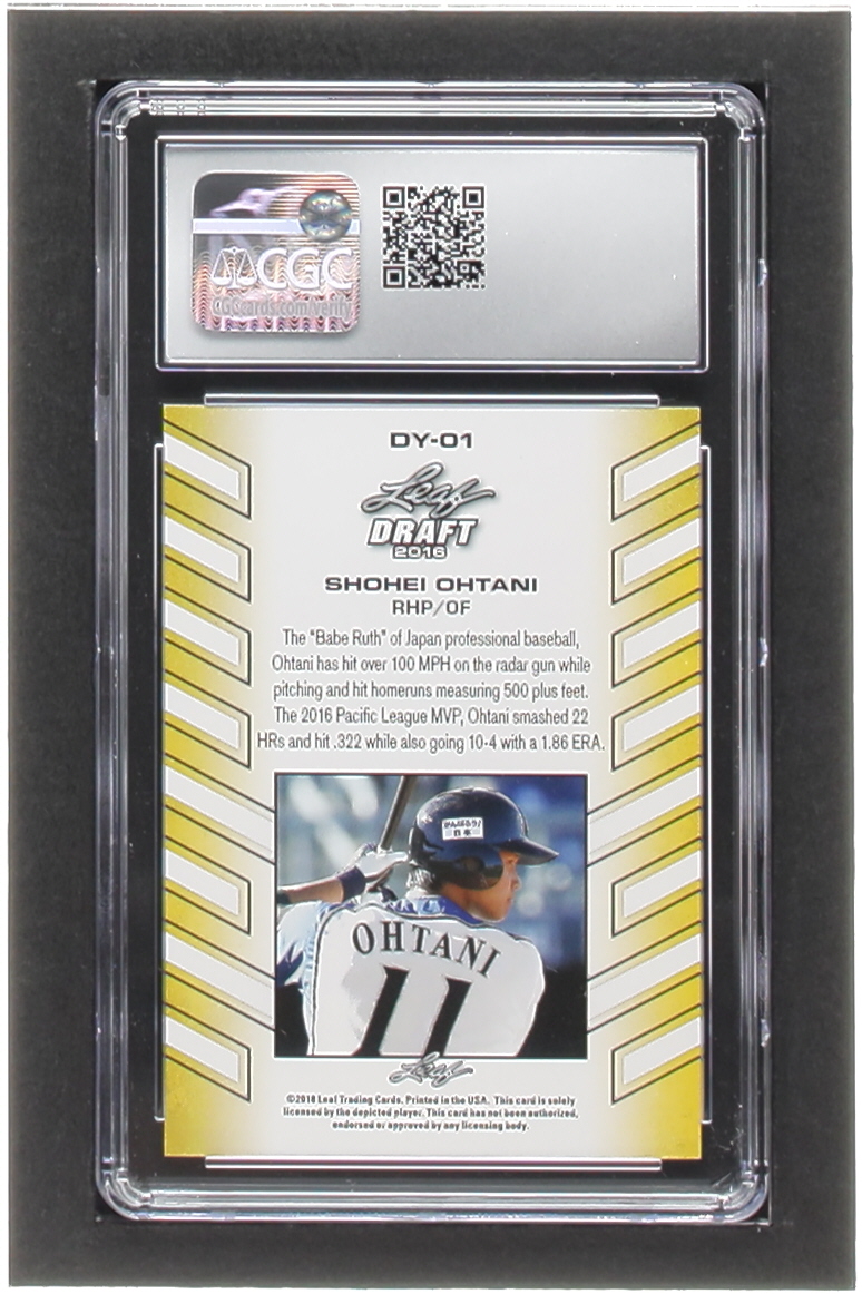 Shohei Ohtani 2018 Leaf Ohtani Draft Year #DY01 RC (CSG 10) at PristineAuction.com Shohei Ohtani 2018 Leaf Ohtani Draft Year #DY01 RC (CSG 10) at PristineAuction.com