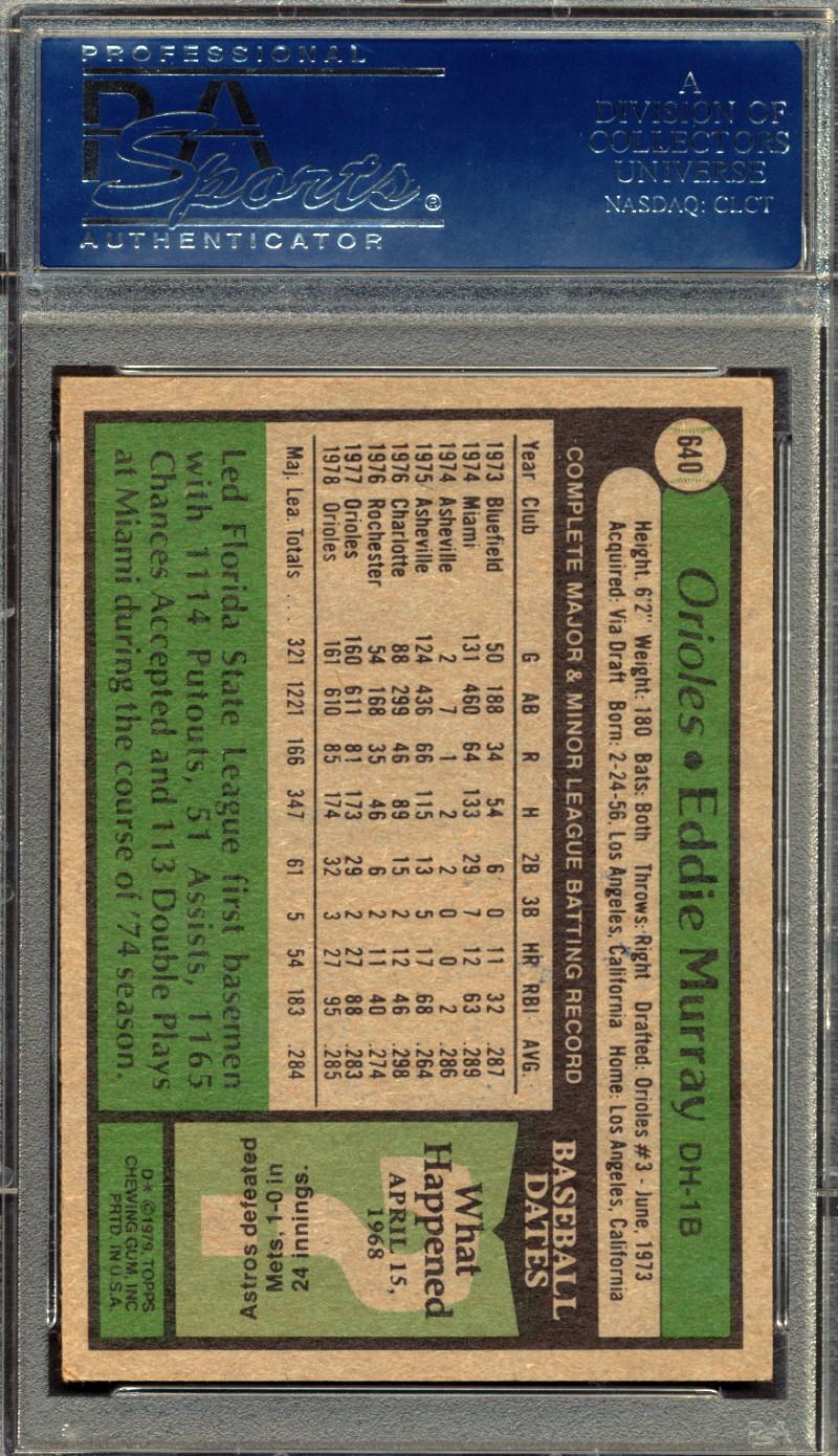 Eddie Murray Signed 1979 Topps #640 (PSA) at PristineAuction.com Eddie Murray Signed 1979 Topps #640 (PSA) at PristineAuction.com