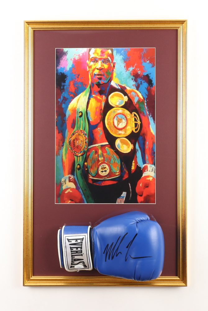 Mike Tyson Signed Custom Framed Title Boxing Glove Display with Leroy Neiman Art Print (JSA & Tyson) at PristineAuction.com Mike Tyson Signed Custom Framed Title Boxing Glove Display with Leroy Neiman Art Print (JSA & Tyson) at PristineAuction.com