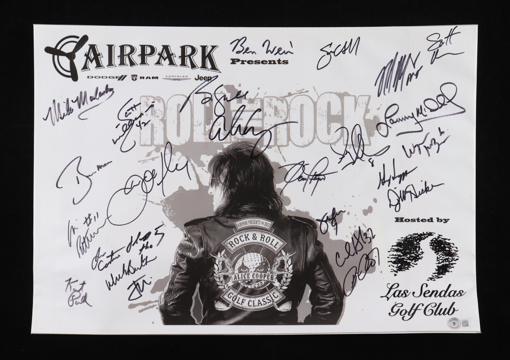 Alice Cooper Golf Classic 14x20 Banner Signed by (25) with Alice Cooper, Mike Malaska, John O'Hurley, Lanny McDonald, Dwight Hicks (Beckett) at PristineAuction.com Alice Cooper Golf Classic 14x20 Banner Signed by (25) with Alice Cooper, Mike Malaska, John O'Hurley, Lanny McDonald, Dwight Hicks (Beckett) at PristineAuction.com