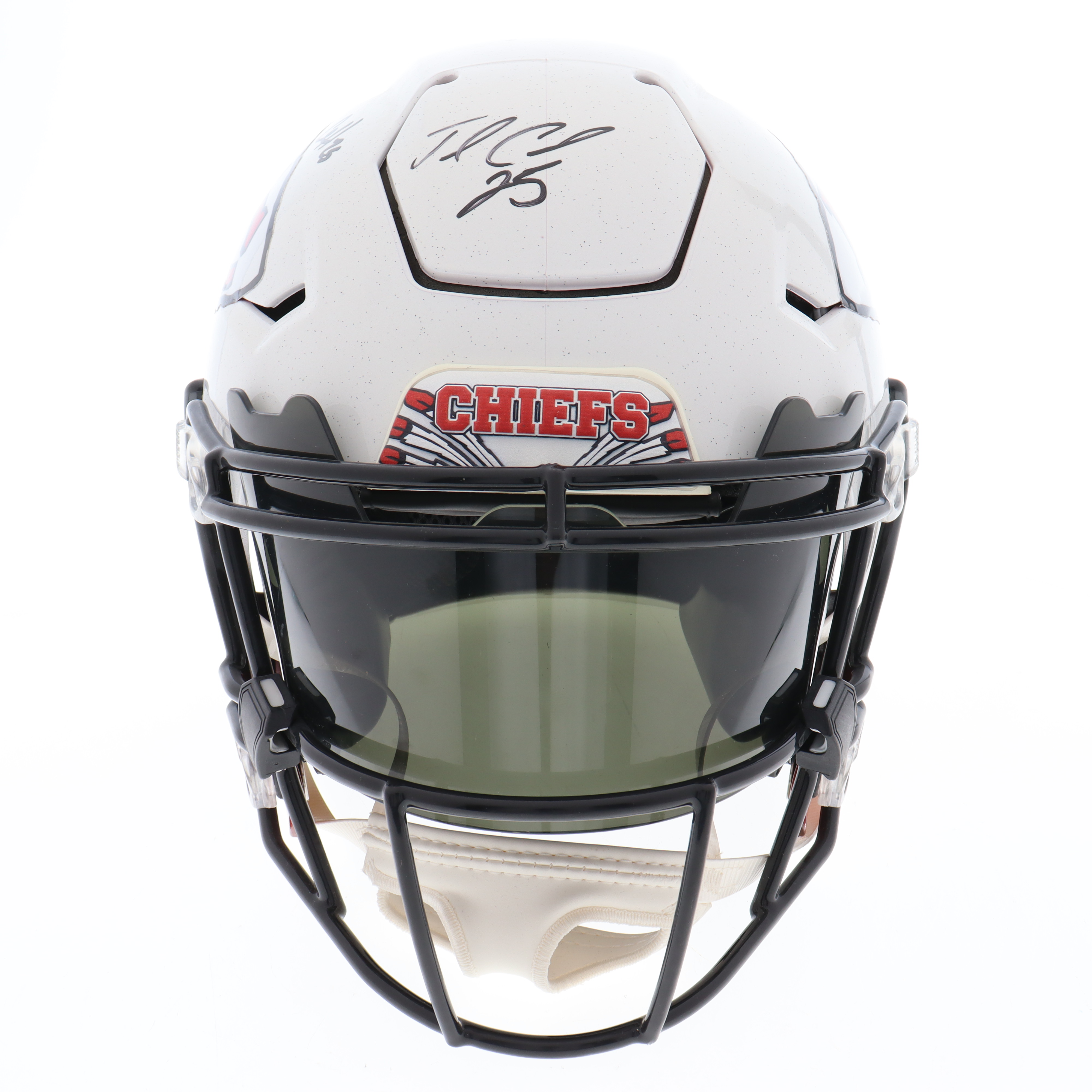 Clyde Edwards-Helaire & Jaamal Charles Signed Chiefs Full-Size Speed-Flex Authentic On-Field Hydro-Dipped Helmet With Visor (Radtke & Beckett) at PristineAuction.com Clyde Edwards-Helaire & Jaamal Charles Signed Chiefs Full-Size Speed-Flex Authentic On-Field Hydro-Dipped Helmet With Visor (Radtke & Beckett) at PristineAuction.com