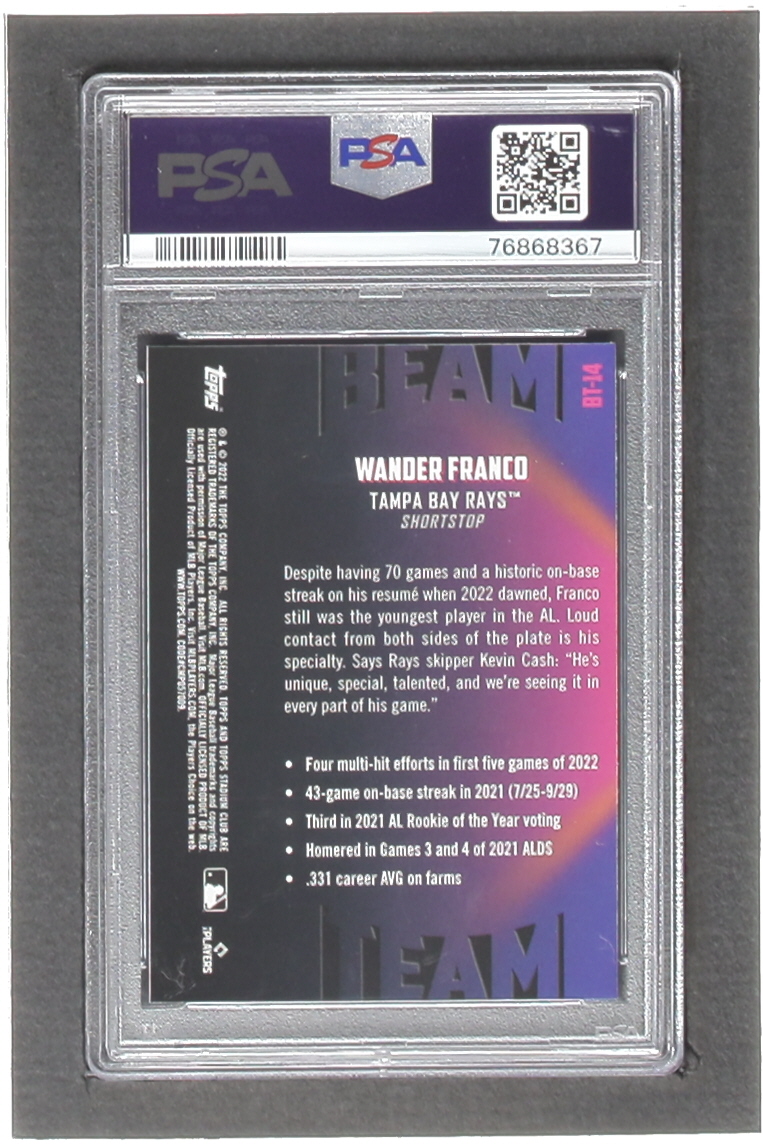 Wander Franco 2022 Stadium Club Chrome Beam Team #BT14 RC (PSA 9) at PristineAuction.com Wander Franco 2022 Stadium Club Chrome Beam Team #BT14 RC (PSA 9) at PristineAuction.com