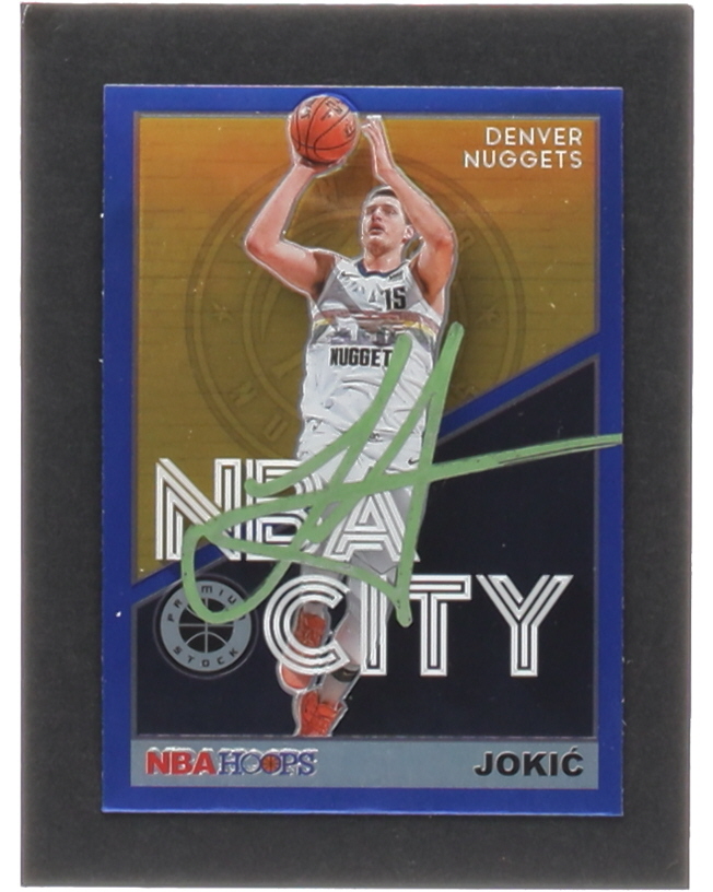 Nikola Jokic Signed 2019-20 Hoops Premium Stock NBA City Blue #18 (Jokic) at PristineAuction.com Nikola Jokic Signed 2019-20 Hoops Premium Stock NBA City Blue #18 (Jokic) at PristineAuction.com