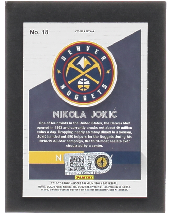 Nikola Jokic Signed 2019-20 Hoops Premium Stock NBA City Blue #18 (Jokic) at PristineAuction.com Nikola Jokic Signed 2019-20 Hoops Premium Stock NBA City Blue #18 (Jokic) at PristineAuction.com