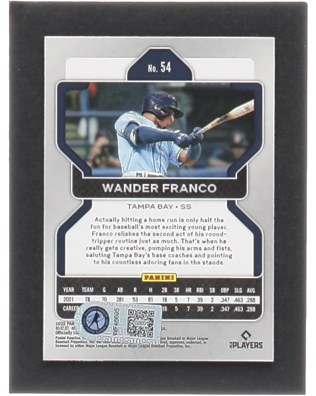 Wander Franco Signed 2022 Panini Prizm #54 RC (Franco) at PristineAuction.com Wander Franco Signed 2022 Panini Prizm #54 RC (Franco) at PristineAuction.com