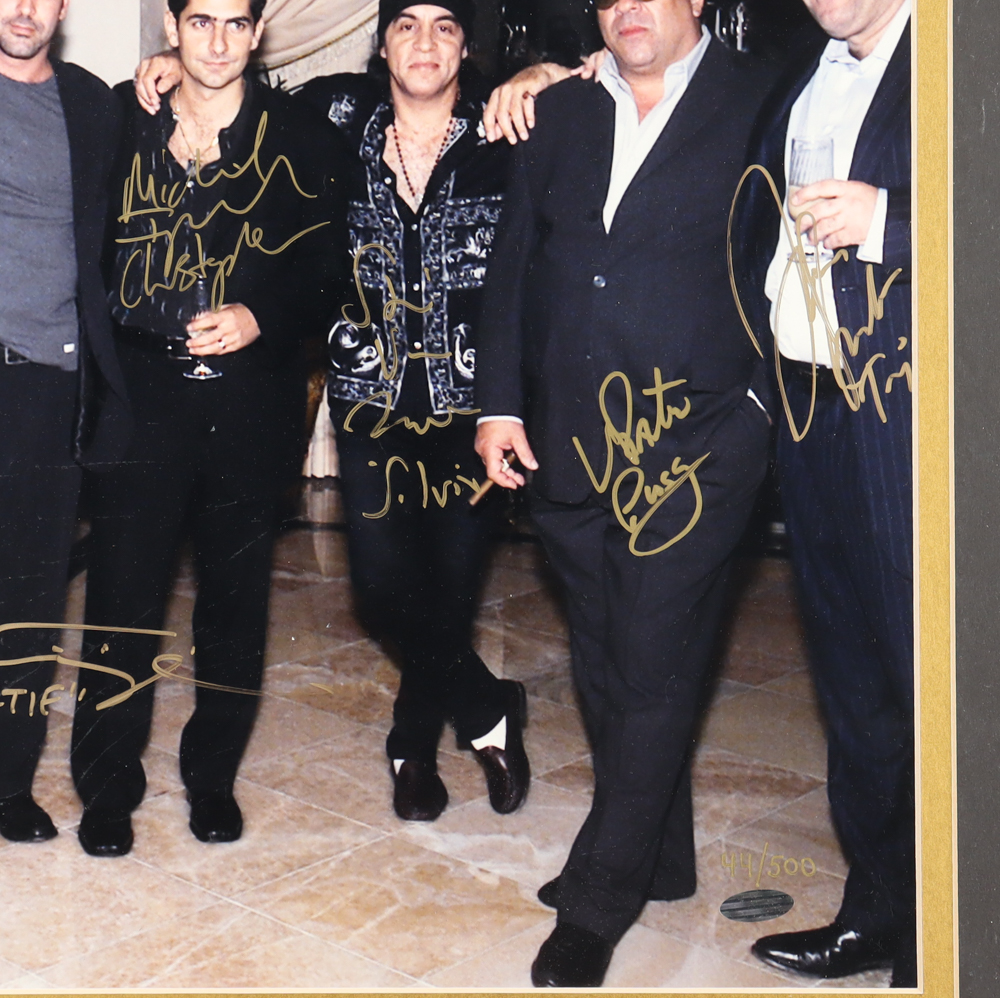 "The Sopranos" 20x26 Custom Framed Photo Display Cast-Signed by (8) With James Gandolfini, Michael Imperioli, Vincent Pastore With Multiple Inscriptions (Steiner) at PristineAuction.com "The Sopranos" 20x26 Custom Framed Photo Display Cast-Signed by (8) With James Gandolfini, Michael Imperioli, Vincent Pastore With Multiple Inscriptions (Steiner) at PristineAuction.com