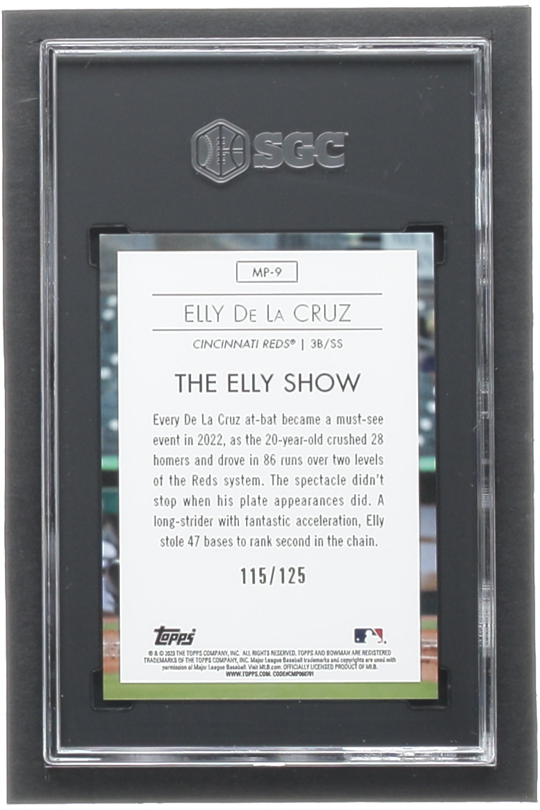 Elly De La Cruz 2023 Bowman Chrome Modern Prospect Aqua Refractors #MP9 #115/125 (SGC 10) at PristineAuction.com Elly De La Cruz 2023 Bowman Chrome Modern Prospect Aqua Refractors #MP9 #115/125 (SGC 10) at PristineAuction.com