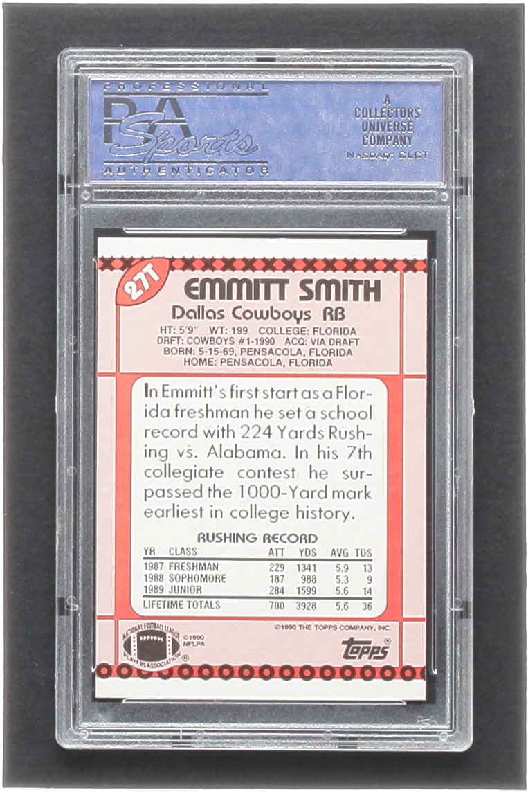 Emmitt Smith 1990 Topps Traded #27T RC (PSA 10) at PristineAuction.com Emmitt Smith 1990 Topps Traded #27T RC (PSA 10) at PristineAuction.com