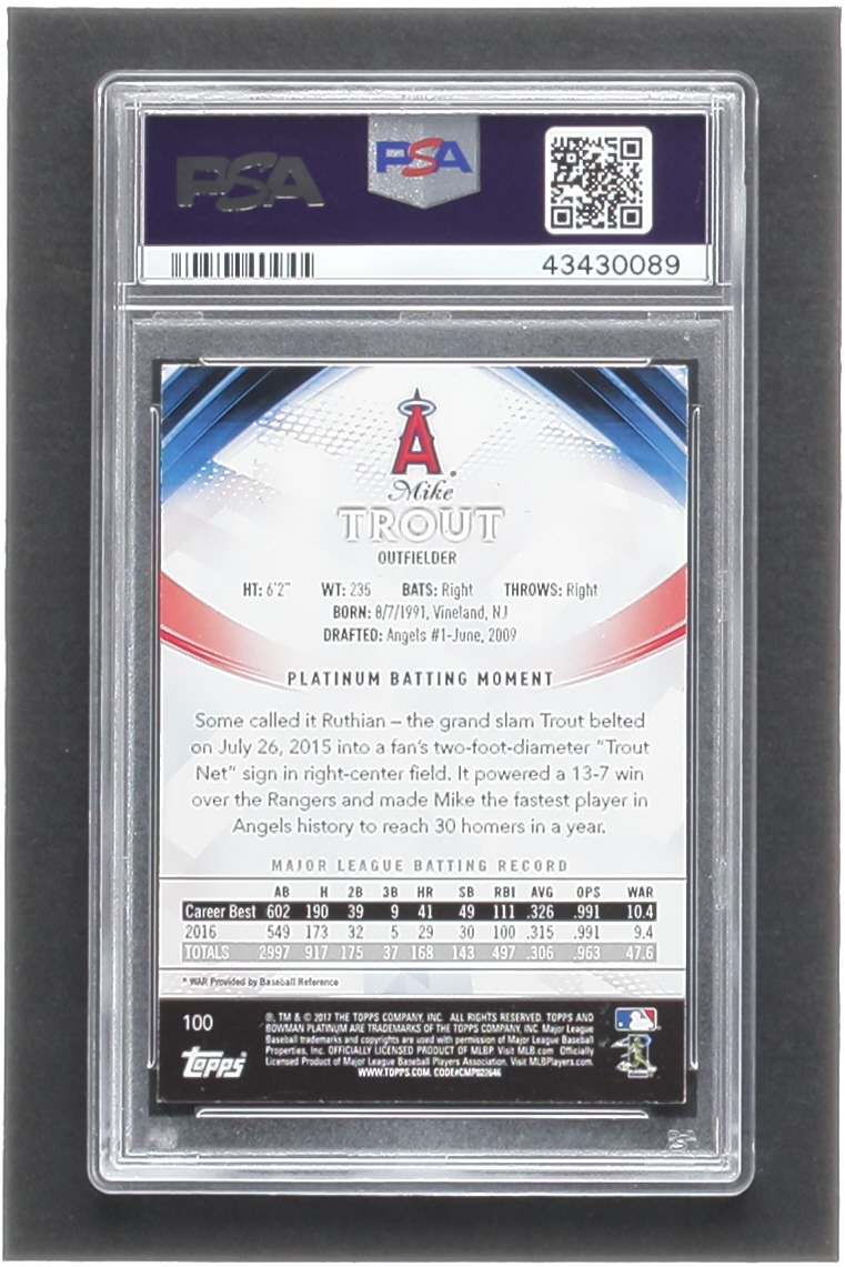Mike Trout 2017 Bowman Platinum #100A (PSA 8.5) at PristineAuction.com Mike Trout 2017 Bowman Platinum #100A (PSA 8.5) at PristineAuction.com