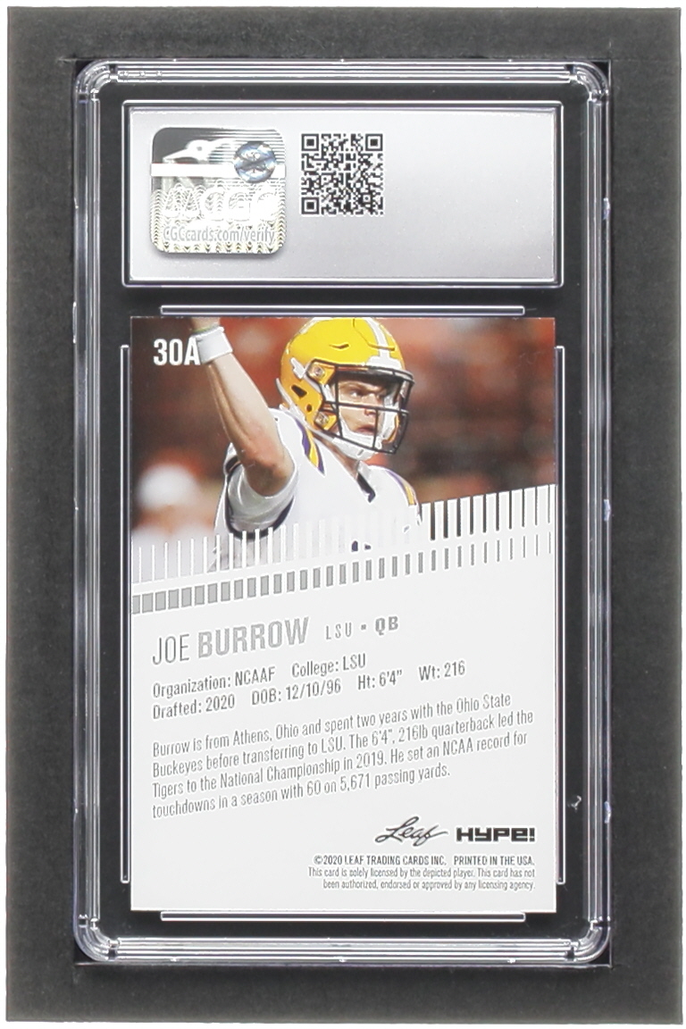 Joe Burrow 2020 Leaf Hype! #30A RC (CGC 9) at PristineAuction.com Joe Burrow 2020 Leaf Hype! #30A RC (CGC 9) at PristineAuction.com