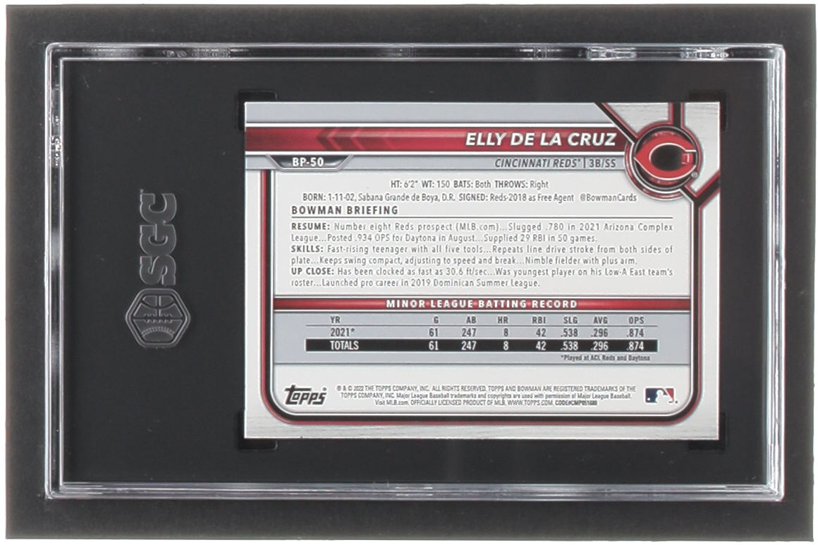 Elly De LA Cruz 2022 Bowman Prospects #BP50 (SGC 9.5) at PristineAuction.com Elly De LA Cruz 2022 Bowman Prospects #BP50 (SGC 9.5) at PristineAuction.com