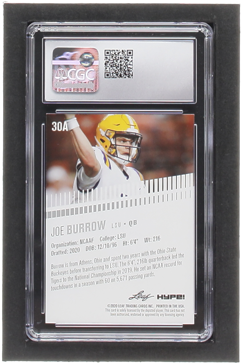 Joe Burrow 2020 Leaf Hype! #30A RC (CGC 9.5) at PristineAuction.com Joe Burrow 2020 Leaf Hype! #30A RC (CGC 9.5) at PristineAuction.com