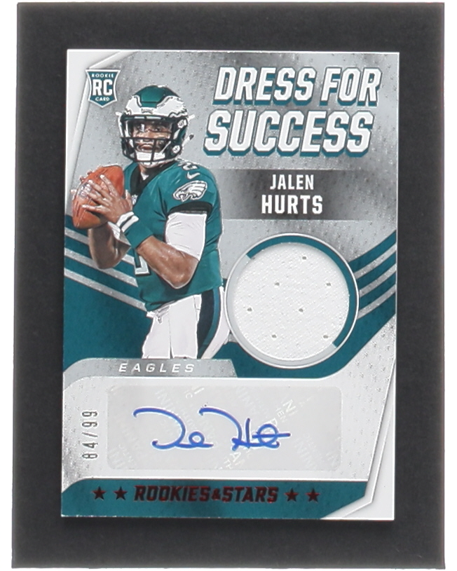 Jalen Hurts 2020 Rookies and Stars Dress for Success Jersey Autographs #14 RC #84/99 at PristineAuction.com Jalen Hurts 2020 Rookies and Stars Dress for Success Jersey Autographs #14 RC #84/99 at PristineAuction.com