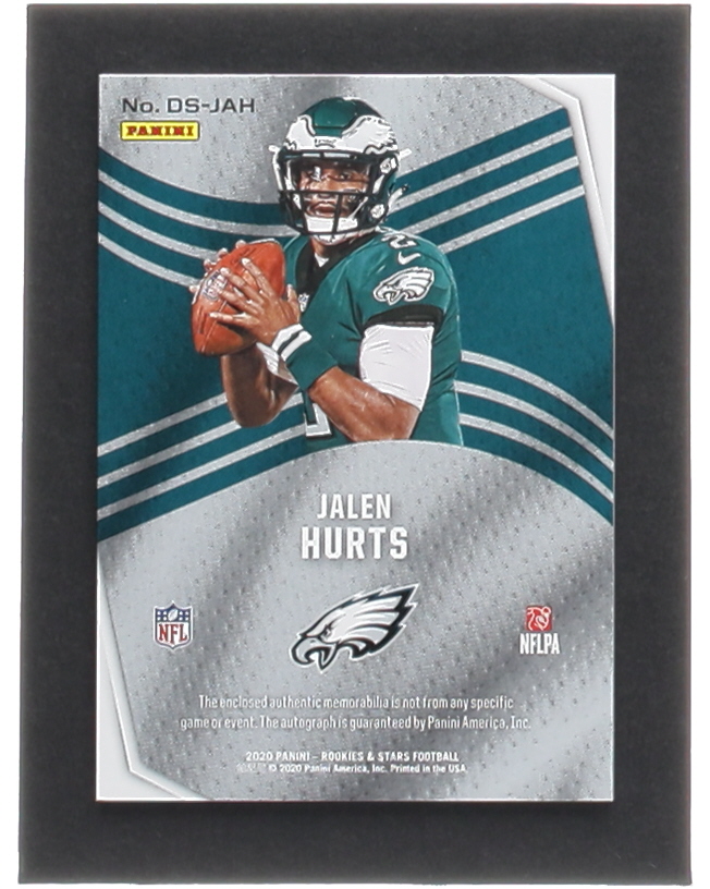 Jalen Hurts 2020 Rookies and Stars Dress for Success Jersey Autographs #14 RC #84/99 at PristineAuction.com Jalen Hurts 2020 Rookies and Stars Dress for Success Jersey Autographs #14 RC #84/99 at PristineAuction.com