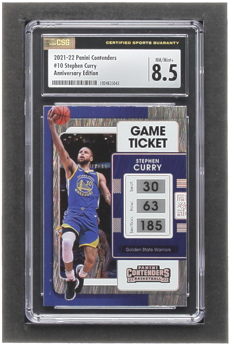 Stephen Curry 2021-22 Panini Contenders Game Ticket Anniversary #10 (CSG 8.5) at PristineAuction.com Stephen Curry 2021-22 Panini Contenders Game Ticket Anniversary #10 (CSG 8.5) at PristineAuction.com