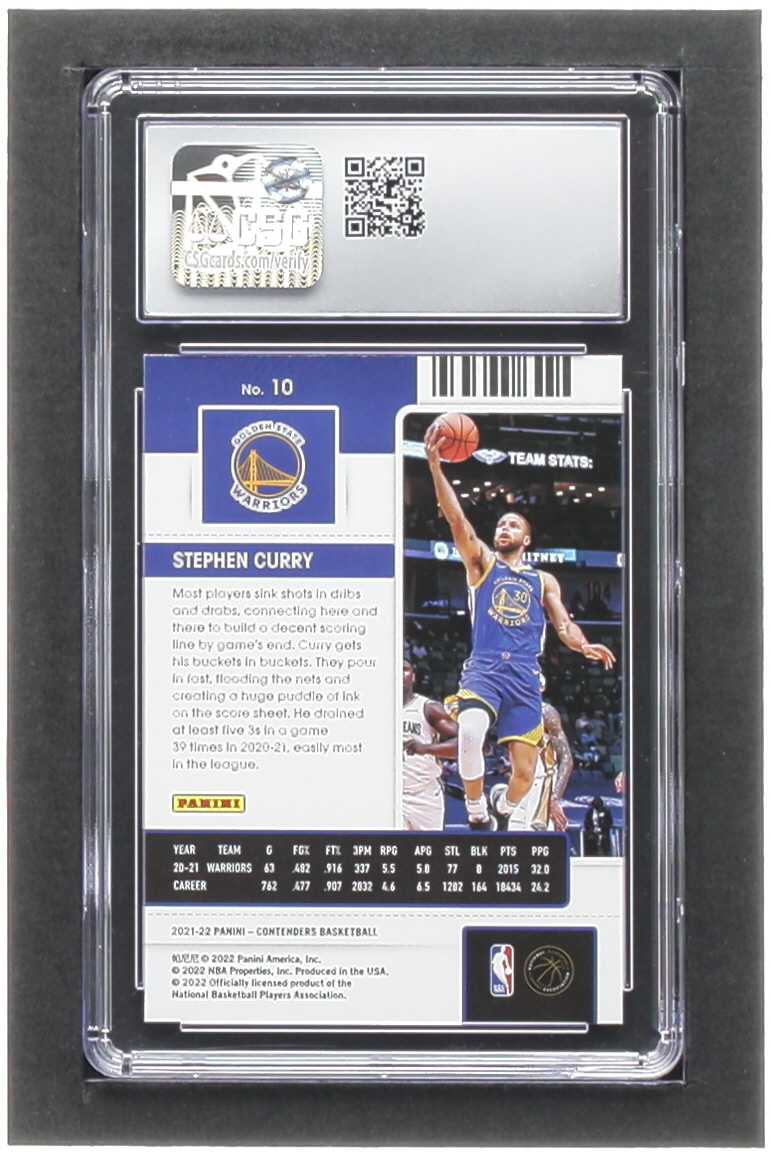 Stephen Curry 2021-22 Panini Contenders Game Ticket Anniversary #10 (CSG 8.5) at PristineAuction.com Stephen Curry 2021-22 Panini Contenders Game Ticket Anniversary #10 (CSG 8.5) at PristineAuction.com