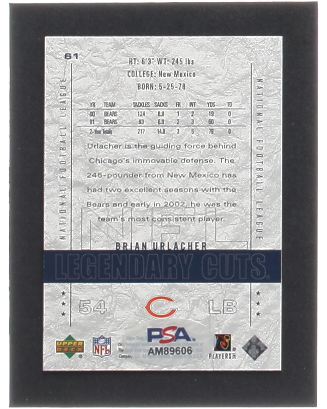 Brian Urlacher Signed 2002 SP Legendary Cuts #61 (PSA) at PristineAuction.com Brian Urlacher Signed 2002 SP Legendary Cuts #61 (PSA) at PristineAuction.com