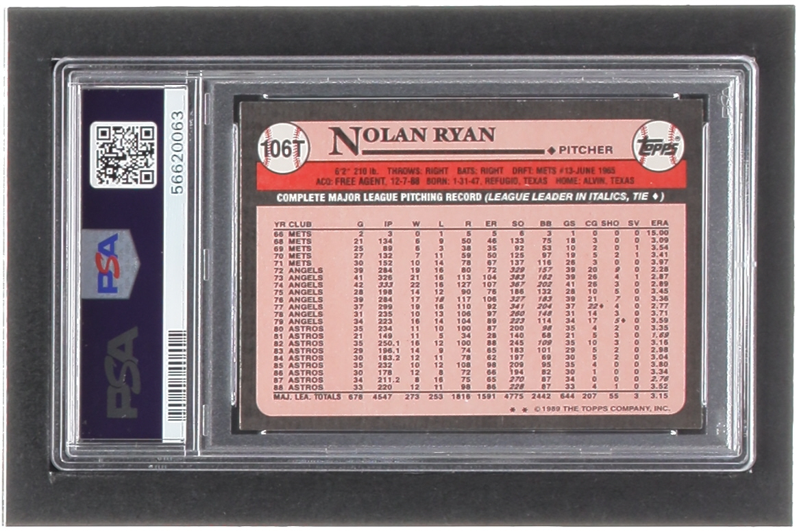 Nolan Ryan 1989 Topps Traded #106T (PSA 9) at PristineAuction.com Nolan Ryan 1989 Topps Traded #106T (PSA 9) at PristineAuction.com