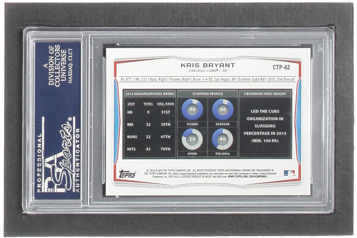 Kris Bryant 2014 Bowman Chrome Draft Top Prospects #CTP62 RC (PSA 10) at PristineAuction.com Kris Bryant 2014 Bowman Chrome Draft Top Prospects #CTP62 RC (PSA 10) at PristineAuction.com
