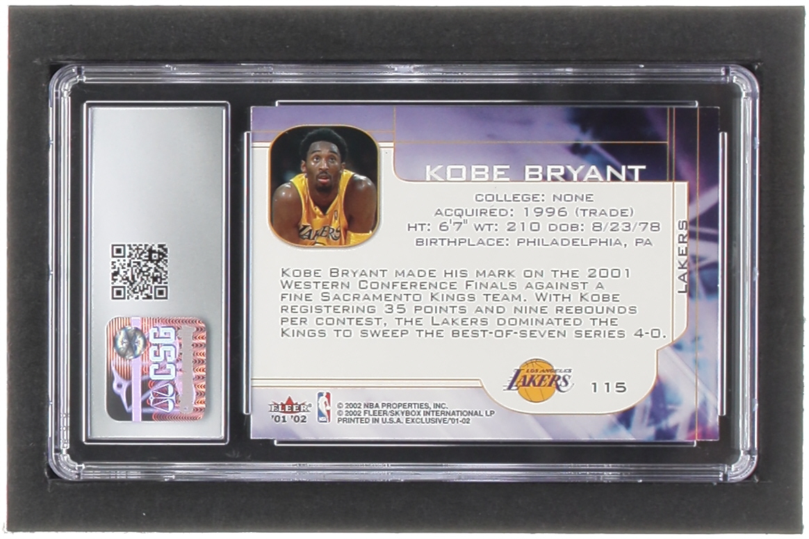 Kobe Bryant 2001-02 Fleer Exclusive #115 MO (CSG 8) at PristineAuction.com Kobe Bryant 2001-02 Fleer Exclusive #115 MO (CSG 8) at PristineAuction.com
