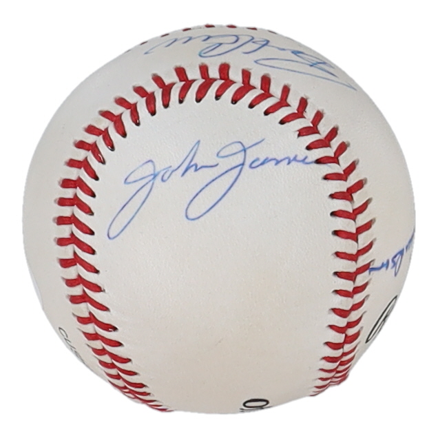 OL Baseball Signed by (5) with Bobby Richardson, John James, Bob Cerv, Charlie Silvera (JSA) at PristineAuction.com OL Baseball Signed by (5) with Bobby Richardson, John James, Bob Cerv, Charlie Silvera (JSA) at PristineAuction.com
