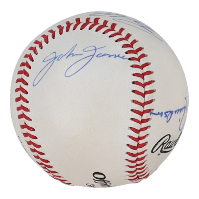 OL Baseball Signed by (5) with Bobby Richardson, John James, Bob Cerv, Charlie Silvera (JSA) at PristineAuction.com OL Baseball Signed by (5) with Bobby Richardson, John James, Bob Cerv, Charlie Silvera (JSA) at PristineAuction.com