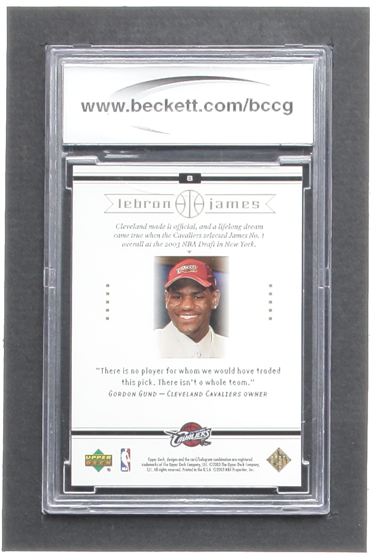 LeBron James 2003 Upper Deck LeBron James Box Set #8 RC / The Cavaliers Get Their Man (BCCG 10) at PristineAuction.com LeBron James 2003 Upper Deck LeBron James Box Set #8 RC / The Cavaliers Get Their Man (BCCG 10) at PristineAuction.com